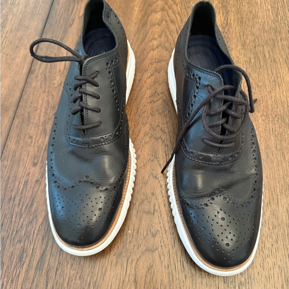 Cole Haan Black Brogue Leather Derbys